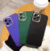 Capas de telefone da moda de 7 cores para iPhone 15 14 13 12 pro max 11 13pro 13promax X XR XS XSMAX capa de couro PU designer com moldura de metal para câmera len