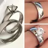 50 pz 25 paia argento acciaio inossidabile coppie di nozze anello larghezza 6 mm semplice fascia zircone amanti anello anniversario regalo di fidanzamento J257l