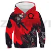 Moletons masculinos God Of War Hoodie Crianças Outono Anime Roupas 3D Impresso Kratos High Street Moletons Meninos Merch Harajuku Hoody Lounge