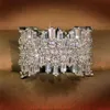 Sparkling Luxury Jewelry Top Sell 925 Sterling Silver Full Princess Cut White Topaz Cz Diamond Gemstones Party Women Wedding Band 282Z