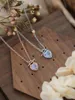 Pendants Han Hao S925 Sterling Silver Fashionable Heart-Shaped Lock Collarbone Chain Necklace With Natural Moonstone For Women