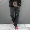 Męskie dżinsy streetwear graffiti Flear dżinsy khaki czarny atrament z szerokim nogą dżins