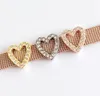 Pendanthalsband 50st 8mm Full Rhinestone Hollow Heart Slide Charms Fit Pet Dog Collar Namnbälten