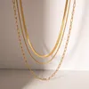 Цепочки Minar Punk, 18-каратное золото с PVD-покрытием, титановая сталь, трехслойные широкие плоские ожерелья с полыми звеньями в форме елочки для женщин и мужчин, унисекс