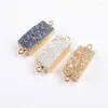 Pendant Necklaces 5pcs Rectangle Druzy Geometry Gold Plated Natural Agate Stone DIY Necklace Bracelet For Jewelry Making Accessories