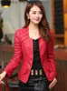 Women's Leather Faux Leather New Autumn Leather Jacket Women Slim Patchwork Plus Size 4xl Red Leather Coat Woman Punk Moto Bikers Jacket Casaco Feminino L231018