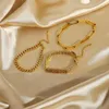 リンクチェーンペーパークリップブレスレットゴールドステンレススチール長方形リンクケーブルDainty Women Girls Layering Jewelry274a