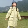 Manteau en duvet de canard blanc 90%, veste d'hiver pour filles, vêtements avec fermeture éclair, imperméable, à capuche, bouffante, ample, Parka longue pour enfants, XMP137