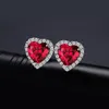 JPalace Heart Ruby Stud Earrings 925 Sterling SilverEarrings for Women Gemstones韓国のイヤリングファッションジュエリー200923255D