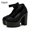 Dress Shoes Gdgydh Spring Autumn Womens Chunky Block High Heel Platform Shoes Ankle Strap Buckle Pumps Gothic Punk Shoes For Model Nightclub 231016