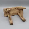 Tabouret en bois antique, mortaise et tenon articulé, petite table, support végétal, bois massif