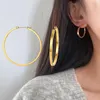 Hoop Earrings Flat Thick Circle Large Chunky Wide For Women Girls Stainless Steel Top Pierced Minimalist Jewelry