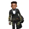 Formale Khaki Ragazzi Tuxedo Suit Scialle Risvolto Vintage 3 Pezzi Slim Fit Giacca Gilet Pantaloni Completo Set Bambino Abiti da festa per la cerimonia nuziale