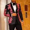 Herenpakken van hoge kwaliteit glanzende pailletten jasje blazer casual man sets slanke bruiloft top en broek 2 stuks kleding feestoutfits