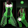 Sexy conjunto feminino bodysuit luminoso ver através oco para fora roupas líquidas lingerie exótica trajes de malha vestido roupa interior 231017