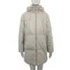 Femmes Down Parkas Malina Woded Women Women Fashion Beige Pu En cuir M manteins côté zipper Split Long Coton Vestes Medies 231017