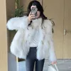 Womens Fur Faux XPQBB White Coat for Women Fashion Fashion Standup Standup Jackets Woman Winter Winter Outwerwear 231017