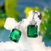 Couleur argent 925 bijoux émeraude boucles d'oreilles pour femmes péridot mystique Jade Bizuteria pierres précieuses grenat émeraude boucles d'oreilles femelle 1287a