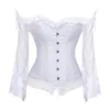 Bridal Corset Tops for Women with Sleeves Style Victorian Retro Burlesque Lace Corset and Bustiers Wedding Vest Fashion White215Z