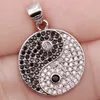 Pendant Necklaces Classic Trendy Gold Plated Round With White Black Zirconia Copper For Women Girls Fashion Jewelry Accessories Wedding