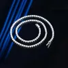 Pendentif Colliers Trendy 3mm D Couleur Moissanite Tennis Collier pour Femmes Hommes Plaqué Platine 4 Prong Lab Diamant Chaîne Pass CadeauP208Q