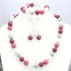 Kolczyki naszyjne Zestaw 10 mm Redwhitesilvercolor Shell Pearl Peats Bransoletka