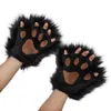 Guantes con forma de pata hinchada, manoplas de medio dedo, accesorio peludo gótico de Anime Lolita para juegos de rol de animales, patas de lobo de piel larga