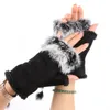 Five Fingers Gloves Winter Gloves Women Fluffy Warm Mitten Fingerless Gloves Hand Warmer Fashion Wild Solid Color Gloves 231017