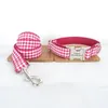 Dog Collars Personalized Pet Collar Customized Nameplate ID Tag Adjustable White Red Plaid Cat Lead Leash