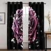 Curtain Red Rose Flower Diamond Gold 3D Design Luxury Två tunna fönstergardiner för vardagsrum sovrum heminredning 2 bitar