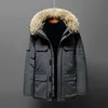 Parkas pour hommes col en fourrure de canard blanc veste d'hiver mâle garder au chaud 30 degrés hommes coupe-vent à capuche épaissir manteau multipoches 231017