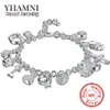 YHAMNI Marchio Design unico Bracciale in argento 925 Gioielli di moda Bracciale con ciondoli 13 Pendenti Bracciali Braccialetti per le donne H144182I