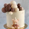 Parti Malzemeleri 27 PCS Bear Cake Toppers Boho Haki Kahverengi Toplar Altın Mutlu Yıllar Topper Bebek Duş Dekorasyonu için