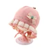Berets outono inverno meninas lã boné bonito bowknot bebê princesa chapéu quente de malha com plissado crianças proteção de ouvido