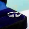 Anello aperto in argento S925 con diamante per regalo di gioielli da fidanzamento da donna con borsa in velluto PS37632294