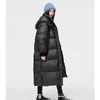 Womens Down Parkas Women Parka Mid Length Black Jacket Baggy Winter Waterproof Warm Duck Feather Female Hooded Puffer Coat Bubble Outwear 231018