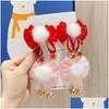 Hair Accessories Hair Accessories Girls Year Red Bow Clip Princess Hanfu Headdress Baby Pompom Ball Hairpins Baby, Kids Maternity Acce Dhdsv