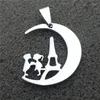 Pendant Necklaces 12 Pieces Moon Eiffel Tower Boy Girl Stainless Steel Charm For Lovers Couples Diy Jewelry Component Wholesale