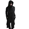 Men's Wool Blends Winter Men Linen Rope Button Hip Hop Long Hoodie Gothic Hooded Cloak Nightclub Dj Singer Punk Rock Stage Costume Blends Overcoat 231017