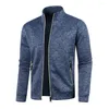 Chaquetas para hombre Otoño Casual Zip Chaqueta de punto Abrigo Color sólido Deportes Soporte Cuello Bolsillo Sudadera delgada Ropa para el sudor para hombres