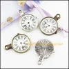 Charms 8st Retro Tibetan Silver Tone Antiked Bronze Pocket Watch Pendants 18x23.5mm