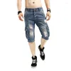 Herenshorts Zomer Heren Retro Caro Denim Soorten Vintae Acid Wased Faded Multi-Pockets Militaire stijl Biker Sort Jeans voor heren