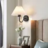 Vägglampor LED -ljus 110V/220V E27 Tyglampa skugga Bedside Living Room El Bedroom Minimalism Sconce