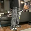 Sweats à capuche pour hommes imprimés jambe droite Baggy Jeans Harajuku mode Denim pantalon Hip Hop décontracté pantalons longs jeans larges hombre 231018