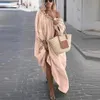 Casual Dresses Sexig Autumn Long Sleeve Women Dress 2021 Fashion Slant Collar Off Shoulder Solid Loose Plus Size Maxi Robe Femme227h