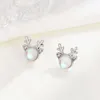 Stud Earrings S925 Sterling Silver Moonstone Staghorn Personality Temperament Simple Jewelry For Women