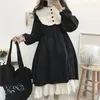 Robes sexy urbaines Style japonais automne robes pour femmes taille haute minceur contraste-couleur à volants douce robe Lolita princesse Kawaii vêtements 231018