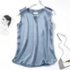 Women's Blouses 2023 Summer Chiffon O-Neck Plus Size Satin Office Black Women Tunic Elegant Shirts Silk Sling Vest Woman Top