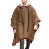 Men's Trench Coats Men Jacket Cool Geometric Pattern Drawstring Shawl Coat Irregular Hem Long