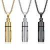 Pendant Necklaces Men Glass Cylinder Essential Oil Perfume Necklace Cremation Stainless Steel Male Choker Jewelry286x